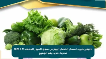 «توفير كبير» أسعار الخضار اليوم في سوق العبور الجمعة 15 8 2025 تحديث جديد يهم الجميع
